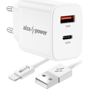 AlzaPower A101CA Fast Charge 20 W biela + Core Lightning MFi (C189) 1 m biely