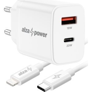AlzaPower A101CA Fast Charge 20 W biela + Core Lightning MFi 1 m biely