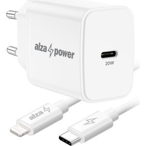 AlzaPower A110C Fast Charge 20 W biela + Core Lightning MFi 1 m biely