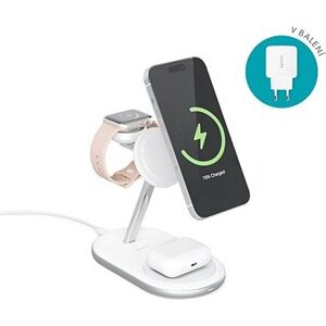 Epico 3 v 1 nabíjací stojanček Made for MagSafe s adaptérom v balení – biely