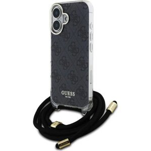 Guess IML 4G Printed Crossbody Popruh Zadný Kryt na iPhone 16 Plus Black