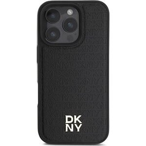 DKNY PU Leather Repeat Pattern Stack Logo MagSafe Zadný Kryt na iPhone 16 Pro Black