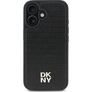 DKNY PU Leather Repeat Pattern Stack Logo MagSafe Zadný Kryt na iPhone 16 Black