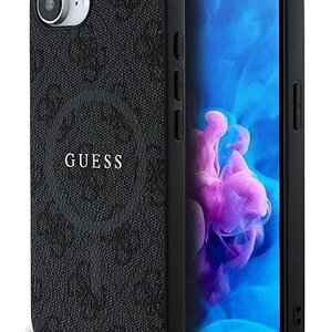 Guess PU Leather 4G Colored Ring MagSafe Zadný Kryt na iPhone 16e Black