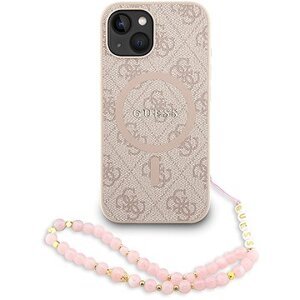 Guess PU Leather 4G Colored Ring Strap MagSafe Zadný Kryt pre iPhone 14 Pink