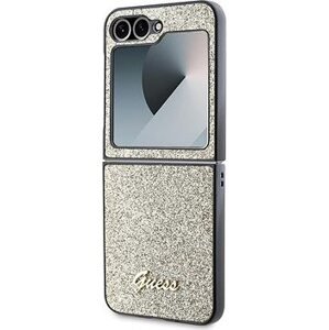 Guess PC/TPU Glitter Flakes Metal Logo Zadní Kryt pro Samsung Galaxy Z Flip6 Gold