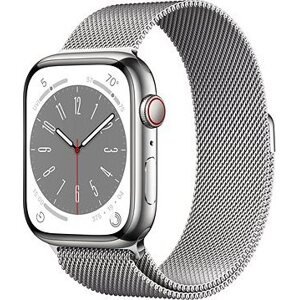 Apple Watch Series 8 45 mm Cellular Strieborný nerez so strieborným milánskym ťahom