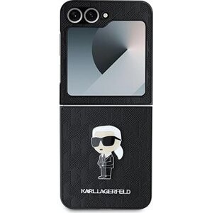 Karl Lagerfeld PU Saffiano Monogram Ikonik Zadní Kryt pro Samsung Galaxy Z Flip6 Black