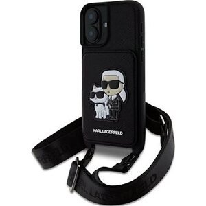 Karl Lagerfeld Saffiano Crossbody Popruh Karl and Choupette Kryt na iPhone 16 Black