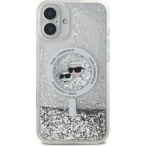 Karl Lagerfeld Liquid Glitter Karl and Choupette Heads MagSafe Zadný Kryt na iPhone 16 Transparent