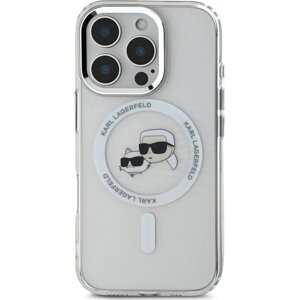 Karl Lagerfeld IML K&CH Heads Metal Frame MagSafe Zadný Kryt na iPhone 16 Pro Transparent