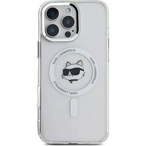 Karl Lagerfeld IML Choupette Head Metal Frame MagSafe Zadný Kryt na iPhone 16 Pro Transparent