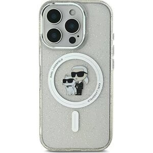 Karl Lagerfeld IML Glitter Karl and Choupette MagSafe Zadný Kryt na iPhone 16 Pro Transparent