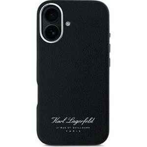 Karl Lagerfeld Grained PU Hotel RSG Zadný Kryt na iPhone 16 Black