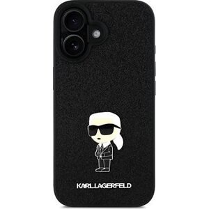 Karl Lagerfeld Fixed Glitter Metal Ikonik Zadný Kryt na iPhone 16 Black