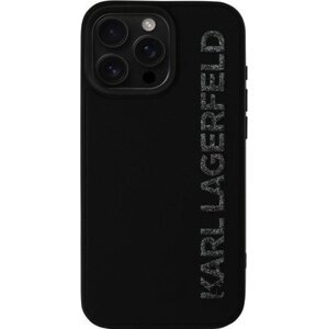 Karl Lagerfeld 3D Rubber Glitter Logo Zadný Kryt na iPhone 16 Pro Black
