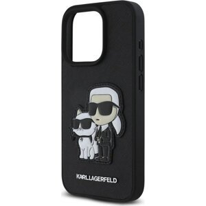 Karl Lagerfeld PU Saffiano Karl and Choupette Zadný Kryt na iPhone 15 Pro Black