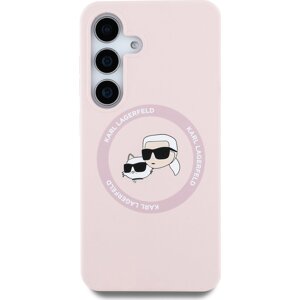 Karl Lagerfeld Liquid Silicone K&CH Heads MagSafe Zadní Kryt pro Samsung Galaxy S25 Pink
