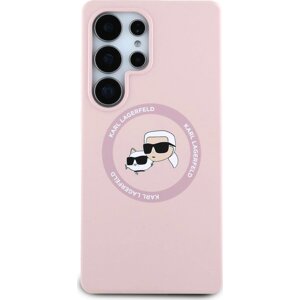 Karl Lagerfeld Liquid Silicone K&CH Heads MagSafe Zadní Kryt pro Samsung Galaxy S25 Ultra Pink