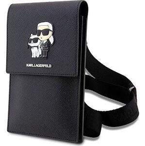 Karl Lagerfeld Saffiano Metal Logo NFT Taška na Telefón Black