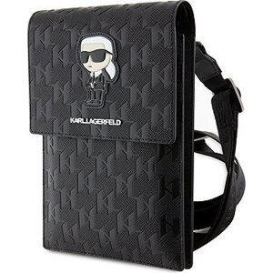 Karl Lagerfeld Saffiano Monogram Ikonik NFT Taška na Telefón Black