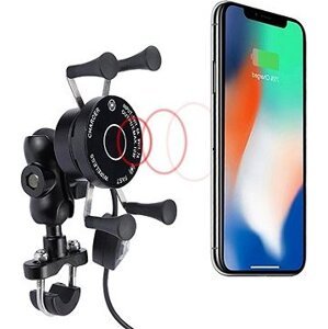 YSHOP Hliníkový držiak telefónu s bezdrôtovým nabíjaním a USB