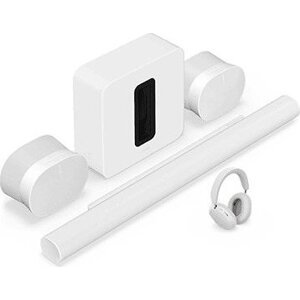 Sonos Ace White + Sonos Arc Ultra biely + Sonos Sub 4 + 2x Sonos Era 300