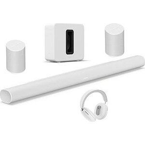 Sonos Ace White + Sonos Arc Ultra biely + Sonos Sub 4 + 2x Sonos Era 100