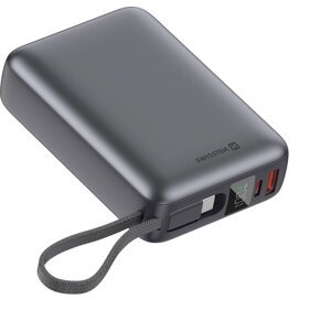 Swissten 20000 mAh 45W s integrovaným káblom USB-C vesmírne strieborná