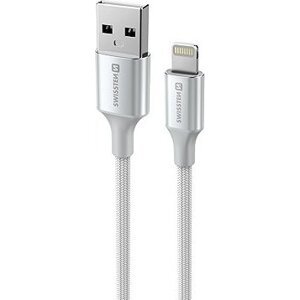 Swissten dátový kábel Textile II USB/Lightning 1,5 m biely