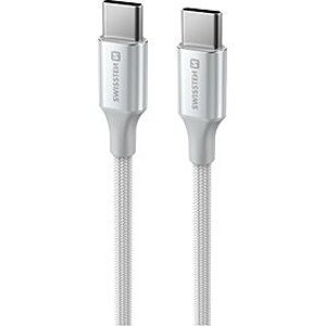 Swissten dátový kábel Textile II USB-C/USB-C 1,5 m biely