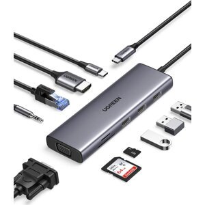UGREEN 10-in-1 USB-C to HDMI/3× USB 3.0/VGA/RJ45/SD/TF/3.5 mm/PD100W