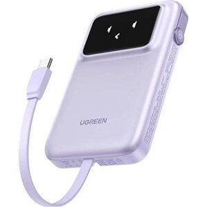 UGREEN 10000 mAh Quick Charging Robot 30 W Power Bank Build-in USB-C Cable, fialový