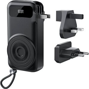 Vention 5-in-1 10 000 mAh Travel Power Bank 22.5 W Black LED Display Type