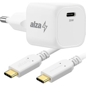 AlzaPower G320C Fast Charge 35 W biela + Core USB-C 2.0 60 W 1 m biely