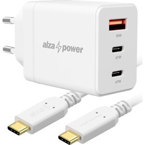 AlzaPower G610CCA Fast Charge 67 W biela + Core USB-C 2.0 100 W 2 m biely