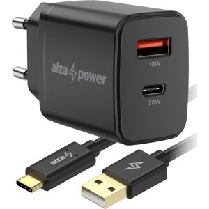 AlzaPower A101CA Fast Charge 20 W čierna + Core USB-C 2.0 1 m čierny