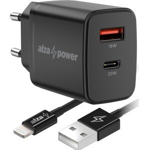 AlzaPower A101CA Fast Charge 20 W čierna + Core Lightning MFi (C189) 1 m čierny