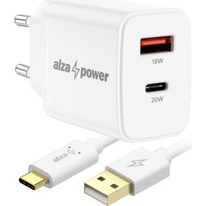 AlzaPower A101CA Fast Charge 20 W biela + Core USB-C 2.0 1 m biely