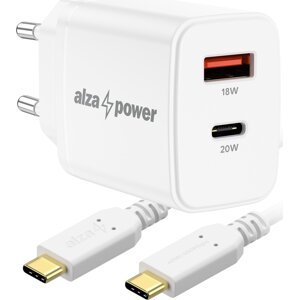 AlzaPower A101CA Fast Charge 20 W biela + Core USB-C 2.0 60 W 1 m biely