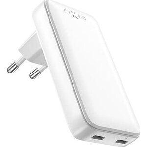 FIXED Slim GaN s 2× USB-C výstupom a podporou PD 45 W biela