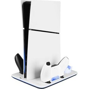 FIXED Multifunctional Stand na PS5 (Slim) s vetrákmi a nabíjaním na dva ovládače DualSense B & W