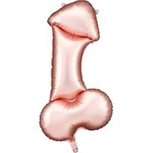 Partydeco Fóliový balónik Penis – rozlúčka so slobodou, rosegold, 70 cm