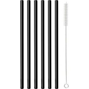 Vialli Design Slamka sklenená čierna, rovná 200 mm, 6 ks + kefka_6599