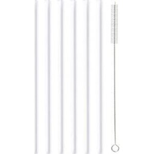 Vialli Design Slamka sklenená biela, rovná 200 mm, 6 ks + kefka_6612