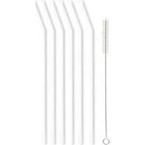 Vialli Design Slamka sklenená biela, ohnutá 230 mm, 6 ks + kefka_6643