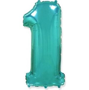 Balón foliový číslice tyrkysová - tiffany 80 cm - 1