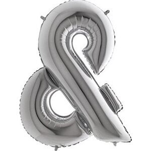 SMART BALLOONS Balónik fóliový & znak strieborný – silver 102 cm