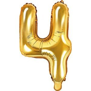 Fóliový balónik, 35 cm, číslica „4“, zlatý