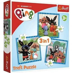 Trefl Puzzle Bing: Zábava s priateľmi 3 v 1 (20, 36, 50 dielikov)